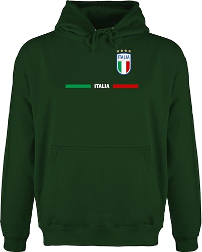 Hoodie Herren Pullover Männer - Fußball EM WM - Italien Trikot Wappen | Italia mit Stolz | Italienisches Fan-Motiv - XL - Dunkelgrün - fussball kleidung europameisterschaft italy pulli fu ball von Shirtracer