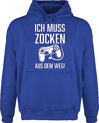 Hoodie Herren Pullover Männer - Gaming - Ich muss Zocken! Aus dem Weg - XL - Royalblau - gamer game nerd pulli zocker zocken fun-kapuzenpullover games hoodies kapuzenpullover hoody herren-hoodie von Shirtracer