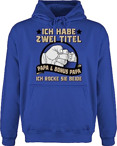 Hoodie Herren Pullover Männer - Geschenk zum Vatertag - Ich habe zwei Titel - Papa und Bonus Papa - ich rocke sie beide - gold/schwarz - XL - Royalblau - vattertag männertag herrentag papatags von Shirtracer