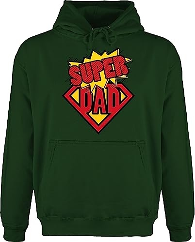 Hoodie Herren Pullover Männer - zum Vatertag - Super Dad - Geschenke für Papa Geschenk Geburtstagsgeschenk Vater Papi Bester Papa Weihnachts-Geschenk - XL - Dunkelgrün - kapuzenpullover vateetag von Shirtracer