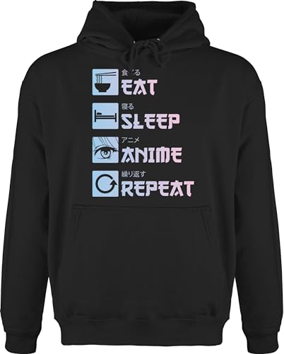 Shirtracer Hoodie Herren Pullover Männer - Geschenke - Eat Sleep Anime Repeat - Manga - XXL - Schwarz - Oberteile Geschenk+Anime von Shirtracer