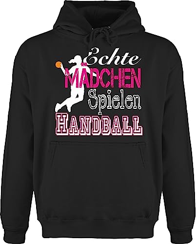 Hoodie Herren Pullover Männer - WM 2023 Trikot Ersatz - Echte Mädchen Spielen Handball weiß - M - Schwarz - geschenk geschenke fan beachhandball hand ball pullover, handballer handballerin jh001 von Shirtracer