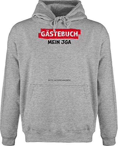 Hoodie Herren Pullover Männer - Junggesellenabschied - JGA Gästebuch I Unterschreiben Gäste - M - Grau meliert - junggesellen jungesellenenabschied junggessellenabschied jungegesellenabschied von Shirtracer