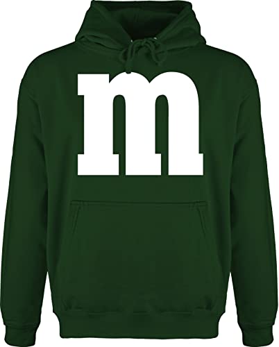 Hoodie Herren Pullover Männer - Karneval Fasching - Gruppen M und M Aufdruck I M&M Kostüm Gruppe I MundM & M I MM I Fastnacht I Fasnacht I Fasnet - XS - Dunkelgrün - Faschings m& Pulli Outfit von Shirtracer