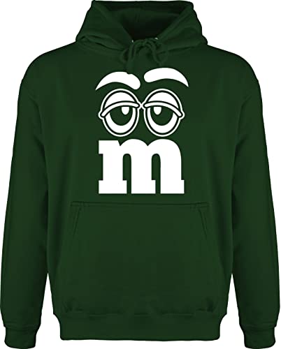 Hoodie Herren Pullover Männer - Karneval & Fasching - Faschingskostüm Gruppenkostüm M&M Aufdruck Gesicht I M und M I MM Augen I Fastnacht I Fasnacht I Fasnet - XXL - Dunkelgrün - gruppen hoodies von Shirtracer