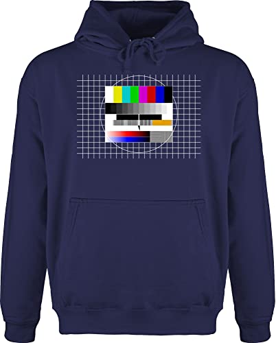 Hoodie Herren Pullover Männer - Karneval & Fasching - Fernseher TV Testbild - Testbilder Bildqualität Fernsehtestbild Sendepause 90er Outfit Fernseh - 4XL - Navy Blau - karnaval carnaval karneval. von Shirtracer