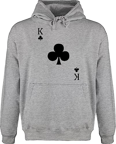 Hoodie Herren Pullover Männer - Kreuz King Kartenspiel Karneval Kostüm - XL - Grau meliert - fasching+verkleidung hoody fasching outfit fasching- pulli carnevale fasching, jeck verkleidet carnival von Shirtracer