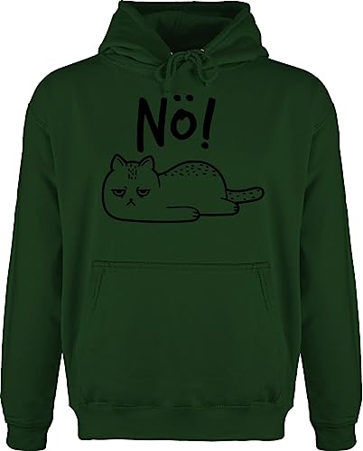 Hoodie Herren Pullover Männer - 'hm Nö Katze - Lustiges Katzenmotiv Geschenk Katzenbesitzer Katzenfan - XXL - Dunkelgrün - kapuzenpulli einfach katzen pulli mit kapuze hoody kaputzenpuloverer von Shirtracer