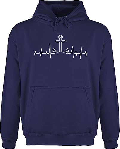 Hoodie Herren Pullover Männer - Kunst - Anker Herzschlag - XXL - Navy Blau - art ankern fun-kapuzenpullover maritim pullis maritimer pulli ankermotiv jh001 kapuzenpullover hoody hoodies/pullis von Shirtracer