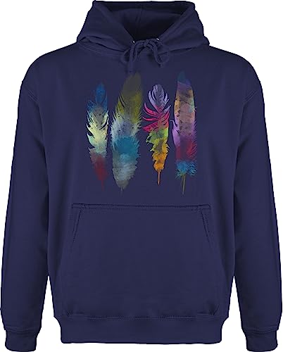 Shirtracer Hoodie Herren Pullover Männer - Kunst - Federn Wasserfarbe Watercolor Feathers - 5XL - Navy Blau - Art Hippie Motiven Feder Feather Wasserfarben von Shirtracer