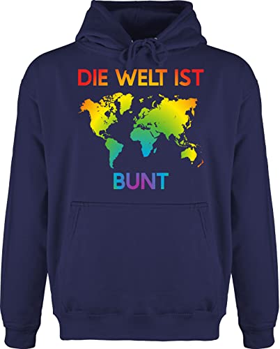 Shirtracer Hoodie Herren Pullover Männer - LGBTQ Kleidung Pride Flag - Die Welt ist bunt – Regenbogen Farben - 5XL - Navy Blau - Gay Bunte Hoodies lqbtq LGBT Lesbian lgbtqia CSD von Shirtracer