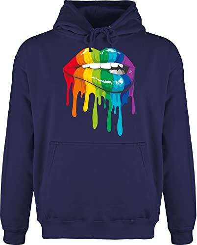 Hoodie Herren Pullover Männer - LGBTQ Kleidung Pride Flag - Regenbogen Herz - L - Navy Blau - csd outfit lgbt gay hudis lesbian pulli lqbtq hudy lgbtqia bluza queer hoodies month z kapturem meska von Shirtracer