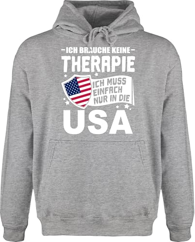 Shirtracer Hoodie Herren Pullover Männer - Länder Fahnen und Flaggen - Ich Brauche Keine Therapie Ich muss einfach nur in die USA - weiß - 5XL - Grau meliert - Country Amerika Wappen Shirtracer Hoodie Herren Pullover Männer - Länder Fahnen und Flaggen - Ich Brauche Keine Therapie Ich muss einfach nur in die USA - weiß - 5XL - Grau meliert - Country Amerika Wappen von Shirtracer