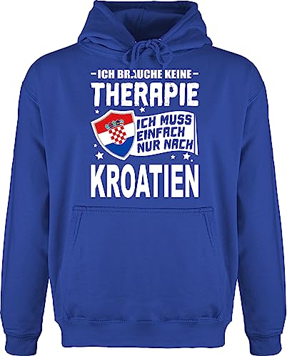 Hoodie Herren Pullover Männer - Länder Fahnen und Flaggen - Ich brauche keine Therapie Ich muss einfach nur nach Kroatien - weiß - XXL - Royalblau - croatia kapuze croatian mit brauch country von Shirtracer