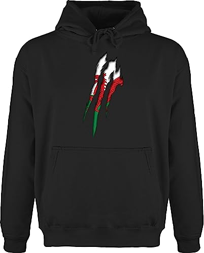 Shirtracer Hoodie Herren Pullover Männer - Länder Fahnen und Flaggen - Wales Krallenspuren - XL - Schwarz - Country Hoddies/pullies pullis hoddis Hoodies/pullis von Shirtracer