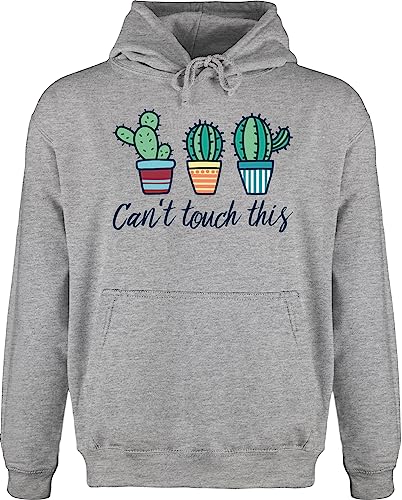 Shirtracer Hoodie Herren Pullover Männer - Manga & Comic Zubehör - Can't Touch This - 4XL - Grau meliert - Kaktus von Shirtracer