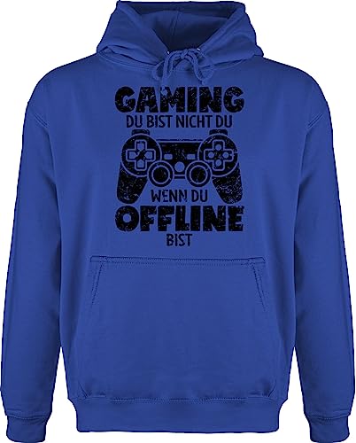 Hoodie Herren Pullover Männer - Nerd Geschenke - Gaming! Du bist nicht du, wenn du offline bist schwarz - L - Royalblau - zocken geschenk gamer kapuzenpullover geeks gaming nerdgeschenk nerds von Shirtracer