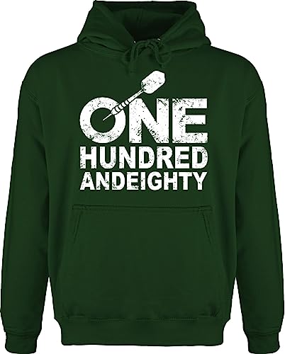 Hoodie Herren Pullover Männer - One Hundred and Eighty - weiß - L - Dunkelgrün - Sport Dart Darts von Shirtracer