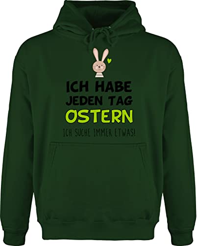 Hoodie Herren Pullover Männer - Outfit - Ich habe jeden Tag Ostern - Geschenk - L - Dunkelgrün - happy easter oster kleinigkeit besondere ostergeschenke osterm osterüberraschung osterngeschenke von Shirtracer