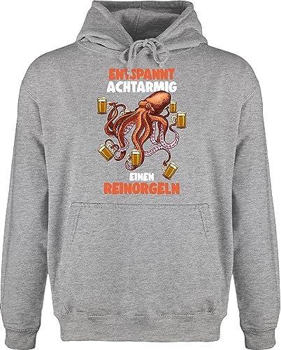 Shirtracer Hoodie Herren Pullover Männer - Party & Alkohol - Entspannt achtarmig einen reinorgeln - 8 armig - reinorgelson - Bier Sauf Saufen - 5XL - Grau meliert - Trink trinksprüche männer,Alkohol von Shirtracer