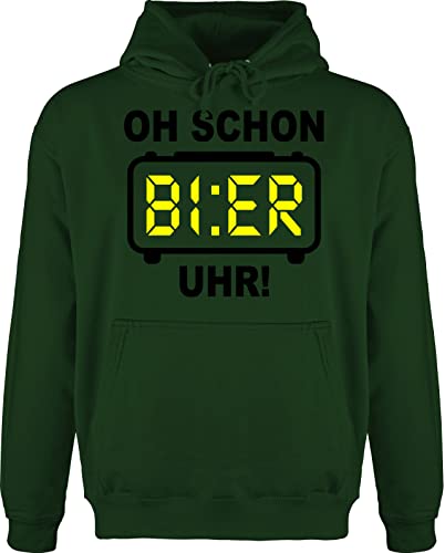 Shirtracer Hoodie Herren Pullover Männer - Party & Alkohol - Oh Schon Bier Uhr! Schwarz - XXL - Dunkelgrün - saufgeschenk Uhr Alki sprüche Saufen Sauf Trink von Shirtracer