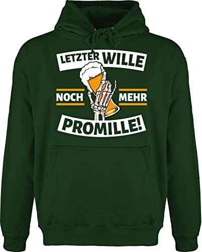 Shirtracer Hoodie Herren Pullover Männer - Party & Alkohol - Letzter Wille mehr Promille! Skeletthand mit Bier - L - Dunkelgrün - Pollover Sauf Hoodies/pullis Alki Hoddy sprüche Saufen Langarm Trink von Shirtracer