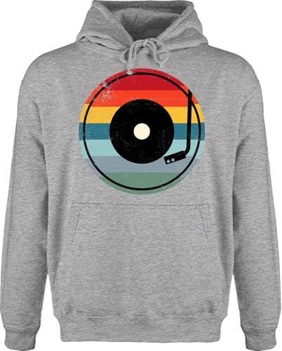 Shirtracer Hoodie Herren Pullover Männer - Retro Vintage Vinyl - 5XL - Grau meliert - Musik Music pullis Schallplatte Pulli schallplatten Kapuzenpullover Bedruckt Hoodies jh001 hudis von Shirtracer