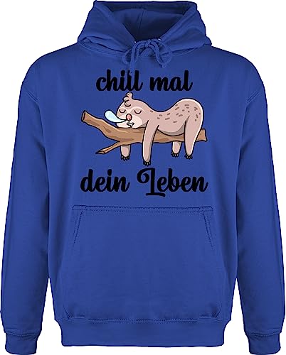 Shirtracer Hoodie Herren Pullover Männer - Sprüche Statement - Chill mal Dein Leben - Faultier - 3XL - Royalblau - Huddy kaputzenpuloverer Hoddy huddis Hoodies Hoody Pulli Kapuzenpullover Oberteile von Shirtracer