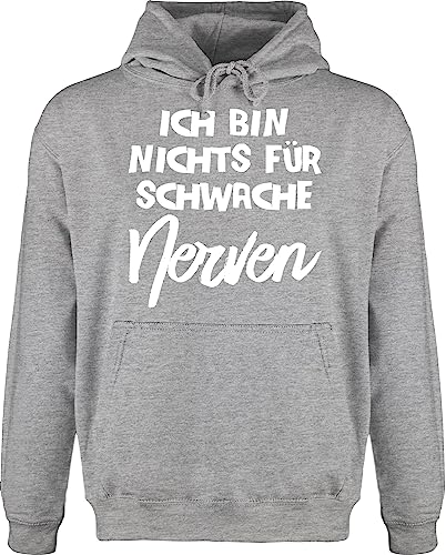 Shirtracer Hoodie Herren Pullover Männer - Sprüche Statement - Ich Bin Nichts für schwache Nerven Comic - L - Grau meliert - mit Aufschrift nix Kapuzenpullover Statements Fuer Pulli sprüchen￼ Hoody von Shirtracer