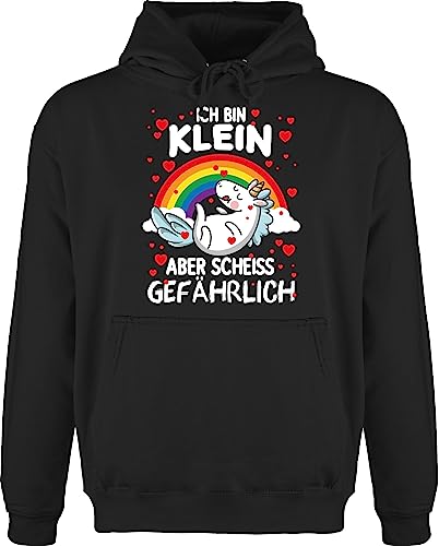 Hoodie Herren Pullover Männer - Sprüche Statement - Ich bin zwar klein aber scheiss gefährlich - 5XL - Schwarz - einhorn pulli spruch pullis sprüche+pullover sprueche hoody sprueche+pullover von Shirtracer