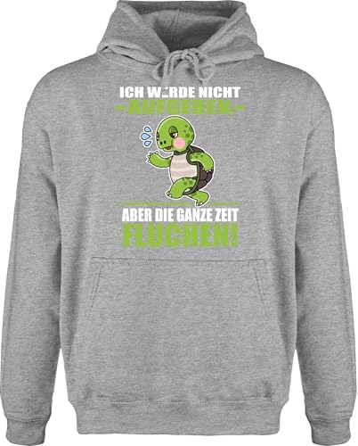 Hoodie Herren Pullover Männer - Sprüche Statement - Ich werde nicht aufgeben aber die ganze Zeit fluchen! - weiß - 4XL - Grau meliert - mit aufschrift fluchen pullis statements pulli sprüchen￼ von Shirtracer