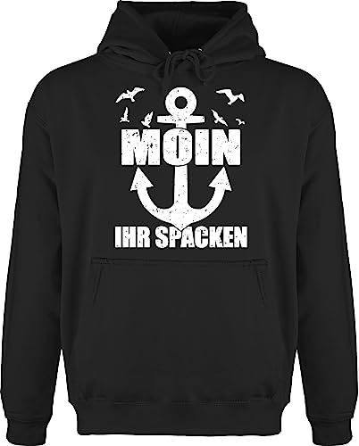 Shirtracer Hoodie Herren Pullover Männer - Sprüche Statement - Moin Ihr Spacken mit Anker I - 4XL - Schwarz - Statements moein Fun-Kapuzenpullover sprüchen￼ Matrosen pullis Aufschrift Moin,Moin Pulli von Shirtracer