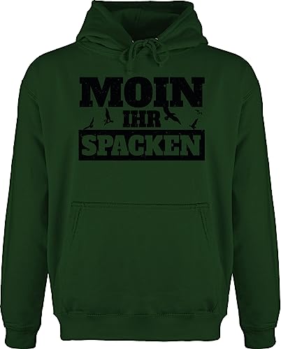 Shirtracer Hoodie Herren Pullover Männer - Sprüche Statement - Moin Ihr Spacken - schwarz - M - Dunkelgrün - Moin+Hoodie Statements Hoodi mit Aufschrift Spruch von Shirtracer