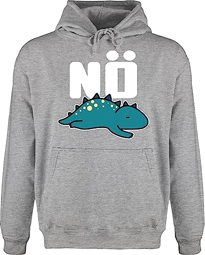 Shirtracer Hoodie Herren Pullover Männer - Sprüche Statement - Nö - Dino - weiß - 5XL - Grau meliert - Statements mit Aufschrift Spruch von Shirtracer