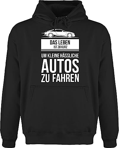 Hoodie Herren Pullover Männer - Sprüche Statement - das leben ist zu kurz um kleine hässliche autos zu fahren - XXL - Schwarz - hoody mechaniker kapuze auto liebhaber hoodies petrolhead kleidung von Shirtracer