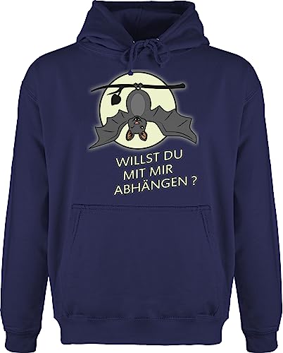 Hoodie Herren Pullover Männer - Sprüche Statement Spruch - Fledermaus - willst du mit mir abhängen ? - M - Navy Blau - sprüchen pulli kapuze witzige hoodies/pullis drauf hoody aufschrift lustige von Shirtracer