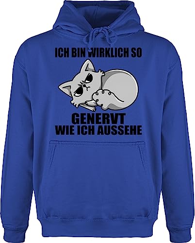 Shirtracer Hoodie Herren Pullover Männer - Sprüche Statement mit Spruch - Ich Bin wirklich so genervt wie ich aussehe - L - Royalblau - sprueche+Pullover sprüche, Katzen spruche genervte von Shirtracer