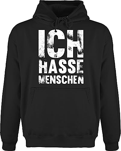 Shirtracer Hoodie Herren Pullover Männer - Sprüche Statement mit Spruch - Ich Hasse Menschen Vintage Effekt - Weiß - L - Schwarz - Kapuzenpulli dem Satz sprüche+Pullover sprueche hassen Pulli von Shirtracer