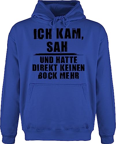 Shirtracer Hoodie Herren Pullover Männer - Sprüche Statement mit Spruch - Ich kam SAH und Hatte direkt keinen Bock mehr - Grunge Optik - 3XL - Royalblau - sprueche Geschenk zur Einschulung spruechen von Shirtracer