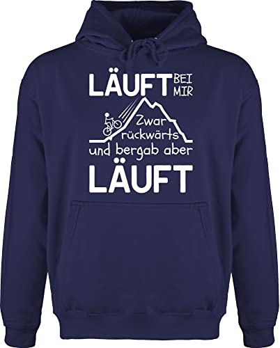 Shirtracer Hoodie Herren Pullover Männer - Sprüche Statement mit Spruch - Läuft bei Mir - weiß - S - Navy Blau - polloverer sprüchen kaputzenpuloverer Kapuzenshirt Hoddy hudis Hoody Kapuze Pulli von Shirtracer