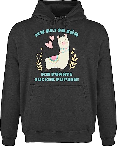 Shirtracer Hoodie Herren Pullover Männer - Sprüche Statement mit Spruch - Lama Ich Bin so süß ich könnte Zucker Pupsen - L - Anthrazit meliert - Spruch. Pups Geschenk Hoody sprüchen sprüche, süsses von Shirtracer