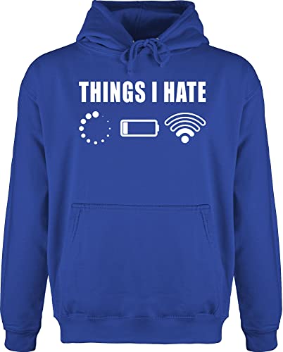 Hoodie Herren Pullover Männer - Sprüche Statement mit Spruch - Things I hate weiß - L - Royalblau - sprüchen pulli sprueche pullis geschenk zur einschulung hudis spruechen oberteil sprüche, von Shirtracer