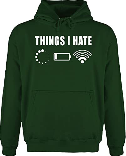 Hoodie Herren Pullover Männer - Sprüche Statement mit Spruch - Things I hate weiß - M - Dunkelgrün - bluza hudis pulli hoodies/pullis kapuzenpullover hoody kapuze oberteile kaputzenpuloverer von Shirtracer