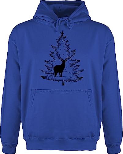 Hoodie Herren Pullover Männer - Tiere Meerschweinchen Hase & Co. - Tannenbaum Hirsch - schwarz - L - Royalblau - weihnachtspulli Merry Christmas weihnaachtspullover weihnachtliche weihnspullover von Shirtracer