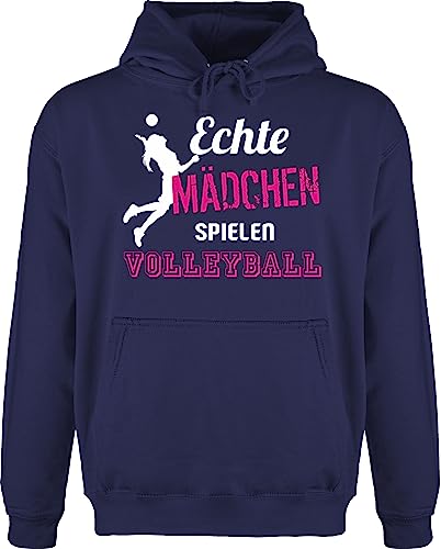 Hoodie Herren Pullover Männer - Geschenke Zubehör - Echte Mädchen spielen Volleyball - XS - Navy Blau - geschenk vollyball volleyballer volleyballerinnen hoody kuschelpullover hoddies pulli von Shirtracer