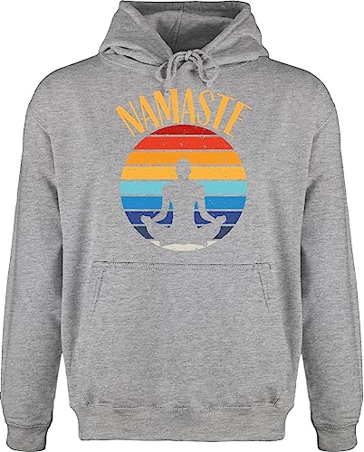 Hoodie Herren Pullover Männer - Yoga und Wellness Geschenk - Namaste bunt - 5XL - Grau meliert - hoody meditation namastee kapuzenpullover joga hudis geschenke hoddies/pullies für fans hoodies von Shirtracer