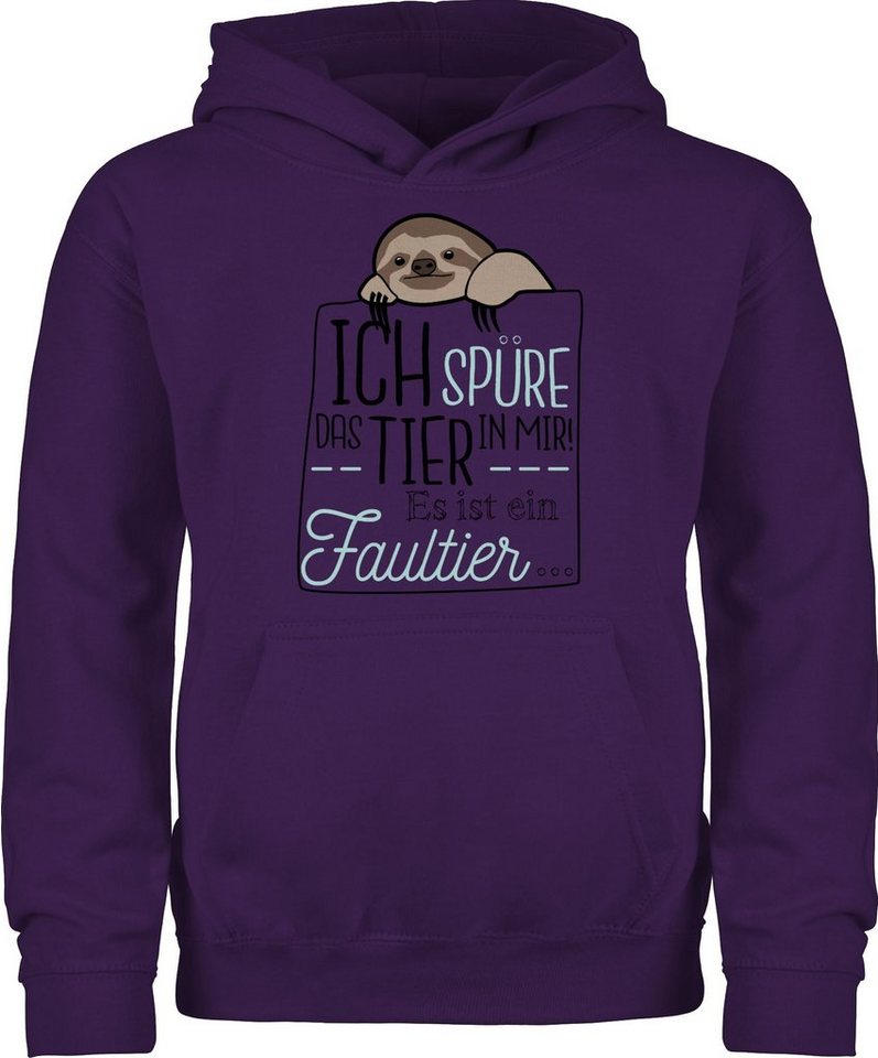 Shirtracer Hoodie Ich spüre das Tier in mir es ist ein Faultier - schwarz Statement Sprüche Kinder von Shirtracer