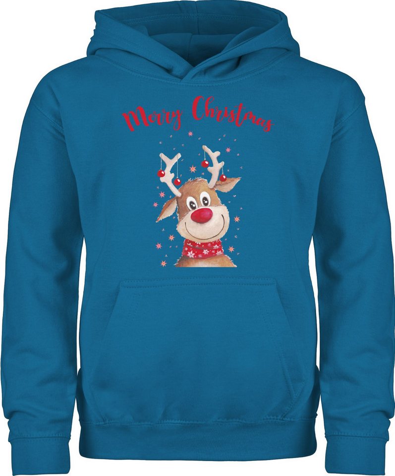 Shirtracer Hoodie Merry Christmas Rentier I Elch Weihnachten Kleidung Kinder von Shirtracer
