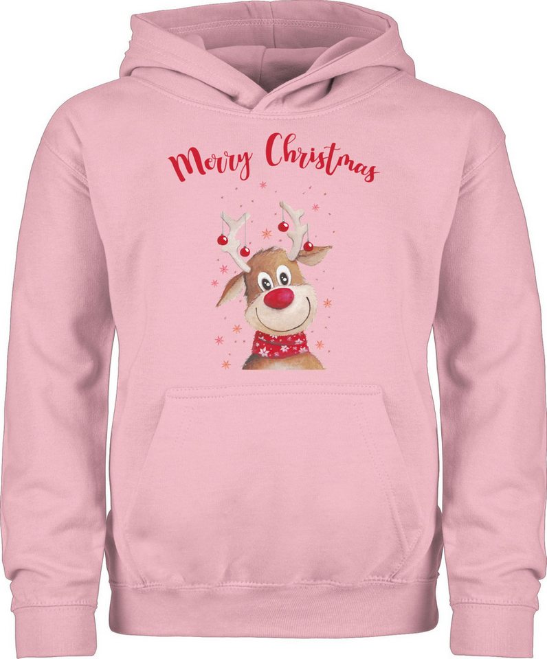 Shirtracer Hoodie Merry Christmas Rentier I Elch Weihnachten Kleidung Kinder von Shirtracer