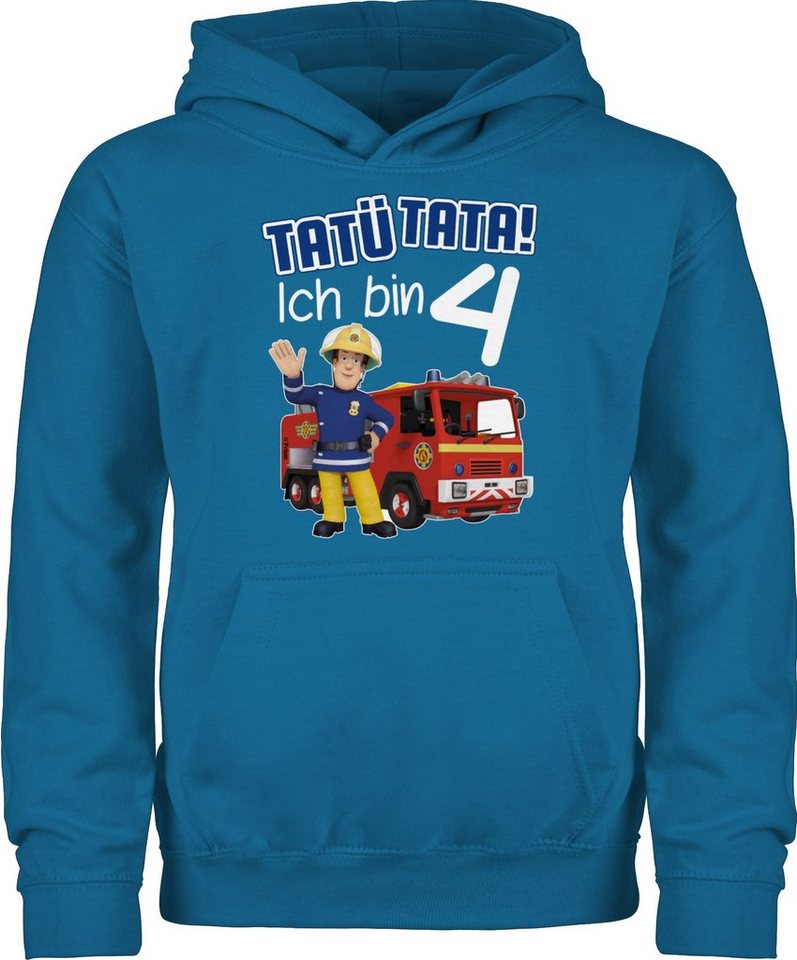 Shirtracer Hoodie Tatü Tata Ich bin 4 Geburtstag I 4. Geburtstag Feuerwehr I Vierter Geb Feuerwehrmann Sam Mädchen von Shirtracer